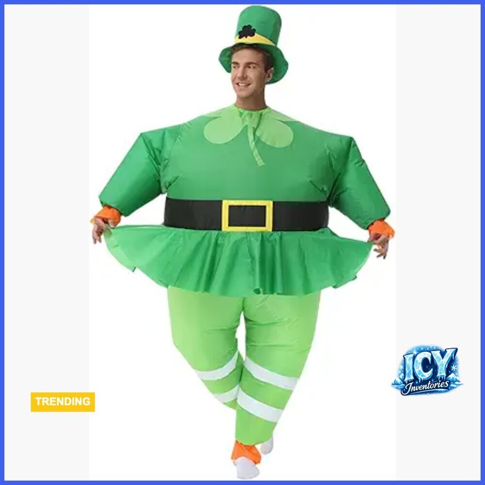 Inflatable Leprechaun Costume with Fan for St. Patrick's Day